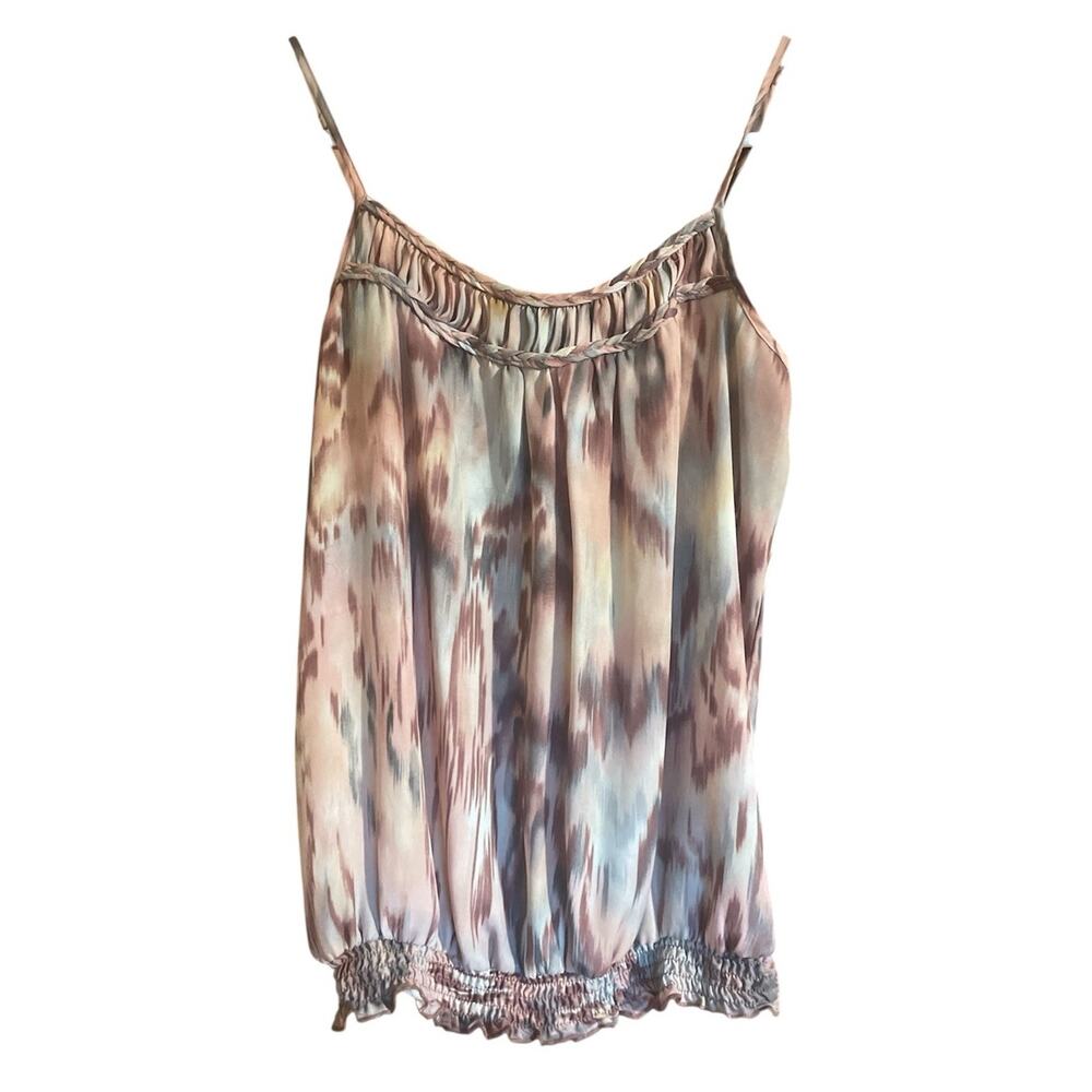 Vintage Y2K FANG Tank Top Cami Spaghetti XL Pink Multi Color Gathered Waist